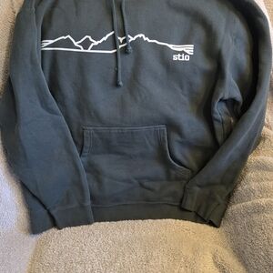 Stio Dark Green Sweatshirt with Mountain Graphic